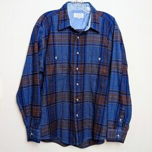 Vintage‎ 70s 80s South Channel Acrylic Flannel Plaid Button Shirt Large